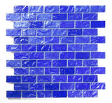 Crystal Aqua Soho Deep Blue 1x2 glass mosaic tile featuring rich blue tones for swimming pools, pool waterlines, spas, and water features.