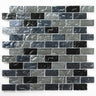 Crystal Aqua Soho Gray Blend 1x2 glass mosaic tile featuring contemporary gray tones for swimming pools, pool waterlines, spas, and water features.