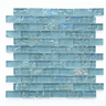 Crystal Aqua Soho Green 1x2 glass mosaic tile featuring aqua and turquoise blue-green tones for swimming pools, pool waterlines, spas, and water features.
