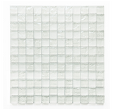 Crystal Aqua Soho White 1x1 glass mosaic tile featuring bright white tones for swimming pools, pool waterlines, spas, and water features.