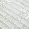 Crystal Aqua Soho White 1x2 glass mosaic tile featuring bright white tones for swimming pools, pool waterlines, spas, and water features.