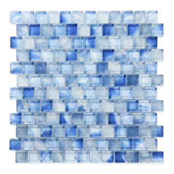 Crystal Aqua Stromboli Petra Blue glass mosaic tile featuring rich blue tones for swimming pools, pool waterlines, spas, and water features.