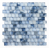 Crystal Aqua Stromboli Pronto Blue glass mosaic tile featuring vibrant blue tones for swimming pools, pool waterlines, spas, and water features.