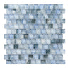 Crystal Aqua Stromboli Sky Blue glass mosaic tile featuring vibrant sky blue tones for swimming pools, pool waterlines, spas, fountains, kitchen backsplashes, bathroom backsplashes, shower walls, and decorative accent walls.