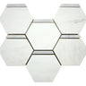 Dolomit Hex with Carrara Strip marble mosaic tile with honed geometric hexagon pattern
