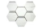 Dolomit Hex with Carrara Strip marble mosaic tile with honed geometric hexagon pattern
