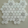 Dolomite hexagon terrazzo mosaic tile featuring elegant white marble and terrazzo accents