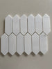 Dolomite honed marble picket mosaic tile featuring soft white and gray natural stone in a modern linear design