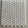 Dolomite polished 1-inch penny round marble mosaic tile featuring bright white marble and natural gray veining