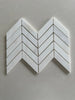 Dolomite polished 1x4 chevron marble mosaic tile featuring white marble and subtle gray veining