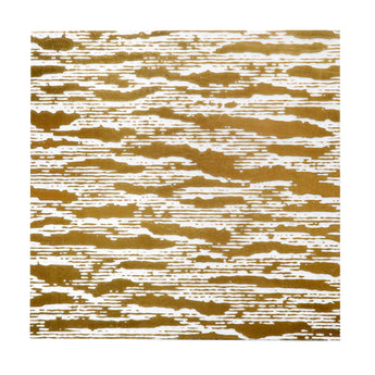 Dore Waves textured white marble decorative tile with flowing gold wave detailing