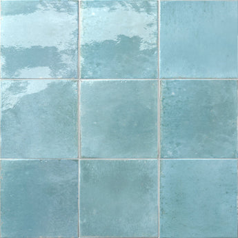 Dune Agadir Agua 5.8x5.8 Bright porcelain kitchen backsplash
