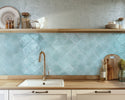 Dune Agadir Agua Bright porcelain kitchen wall installation