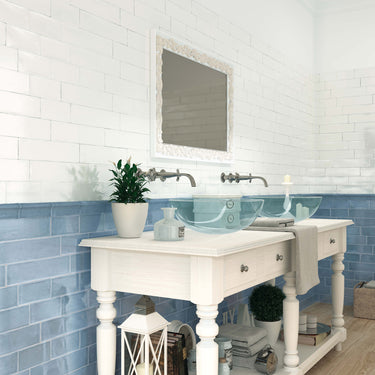Dune Atelier White Glossy ceramic bathroom wall tile