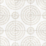 Close-up of Dune Atlantique Bayonne 8x8 decorative porcelain tile showcasing its artisan-inspired geometric pattern