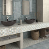 Dune Atlantique Nantes Bleu 8x8 porcelain tile featured in a decorative interior design
