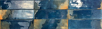 Mediterranean-inspired glazed wall tile featuring rich ocean-blue tones
