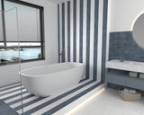 Matte color body porcelain tile creating a bright spa-inspired floor
