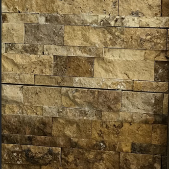 Gold Travertine ledger panel - stoneandtiledepot.com