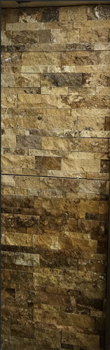 Gold Travertine ledger panel - stoneandtiledepot.com