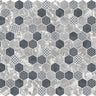 Hexa Concrete Look Deco Olden matte glass mosaic tile featuring a decorative hexagon pattern and concrete-inspired design for swimming pools, pool waterlines, spas, kitchen backsplashes, bathroom backsplashes, shower walls, and accent walls.