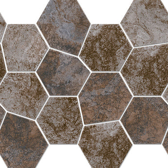 Hexa Mega Air Slate matte glass mosaic tile featuring a large hexagon pattern and slate-inspired tones for swimming pools, pool waterlines, kitchen backsplashes, bathroom backsplashes, shower walls, and decorative accent walls.