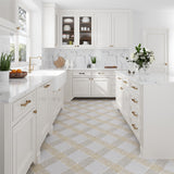 Close-up of Highland Brae Natural Stone Mosaic Tile by Mir, showcasing the textured, earthy stone pieces arranged in a detailed mosaic pattern.