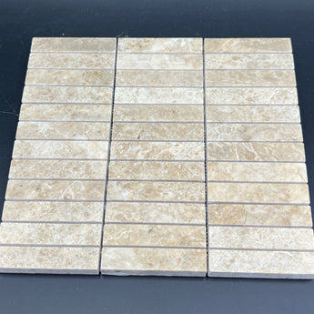 1 x 4 Polished Cappuccino Marble Mosaic Tile - MosaicBros.com