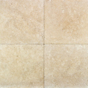 Ivory Travertine 16x16 Paver Tumbled - MosaicBros.com