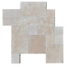 Ivory Travertine 3cm Paver Tumbled Versailles Pattern (French Pattern) - MosaicBros.com