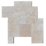 Ivory Travertine 3cm Paver Tumbled Versailles Pattern (French Pattern) - MosaicBros.com
