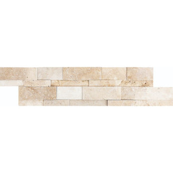 Ivory Travertine 3D 6x24 Stacked Stone Ledger Panel - MosaicBros.com
