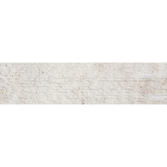 Ivory Travertine 6x24 Combed Brushed Ledger Panel.