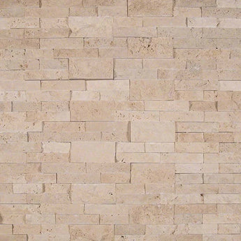 Ivory Travertine 6x24 Stacked Stone Ledger Panel.