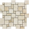 Ivory Travertine Micro Mini Pattern Tumbled Mosaic Tile - MosaicBros.com
