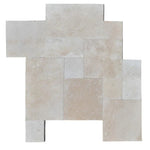 Ivory Travertine Brushed and Chiseled Versailles Pattern Tile (French Pattern) - MosaicBros.com
