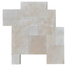 Ivory Travertine Brushed and Chiseled Versailles Pattern Tile (French Pattern) - MosaicBros.com