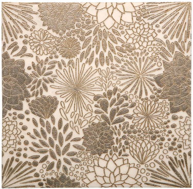 Close-up of Lidya Garden white marble mosaic tile by Mythology Tile showing light and shadow details on intricate pattern.