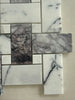 Large basketweave mosaic crafted from premium Lilac marble with white marble inserts