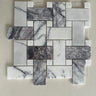 Lilac Marble Large Basketweave Mosaic Tile with White Dot accents and natural gray veining