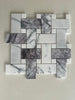 Lilac Marble Large Basketweave Mosaic Tile with White Dot accents and natural gray veining