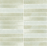 Roca Lux Dune 12x12 stacked glass mosaic wall tile with warm beige and sandy tones, arranged in a grid pattern.