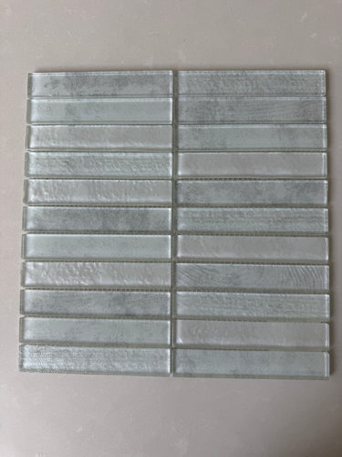 Lux Harbor 12x12 stacked glass mosaic used on a refined interior feature wall