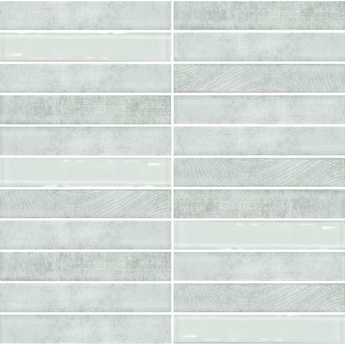 Lux Harbor 12x12 stacked glass mosaic tile with luminous color and linear design