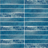 Roca Sapphire 12x12 stacked glass mosaic wall tile with a glossy, vibrant blue finish for modern interior decor.