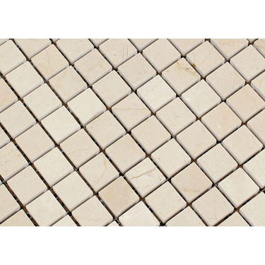 1 x 1 Tumbled Crema Marfil Marble Mosaic Tile - MosaicBros.com