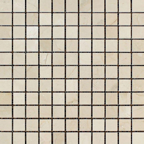 1X1 Honed Crema Marfil Marble Mosaic Tile