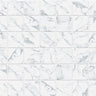Modena Vogue Calacatta Look matte glass mosaic tile featuring white marble-inspired tones for swimming pools, waterlines, shower walls, backsplashes, and decorative accent installations.