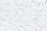 Modena Vogue Calacatta Look matte glass mosaic tile featuring white marble-inspired tones for swimming pools, waterlines, shower walls, backsplashes, and decorative accent installations.