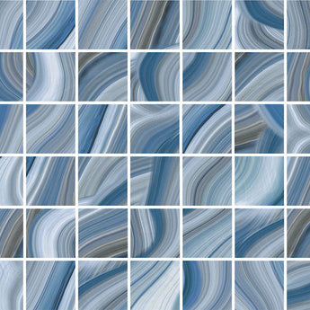 Modena Vogue Rio Blue glass mosaic tile featuring vibrant blue tones for swimming pools, waterlines, spas, shower walls, backsplashes, and decorative accent applications.